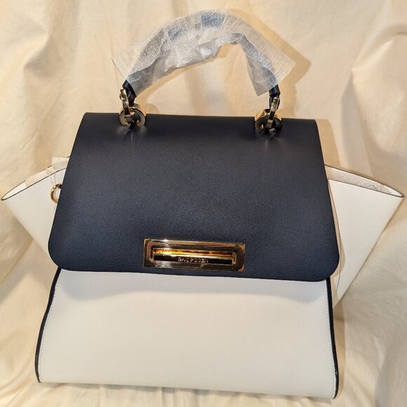 Handbags - Zac Posen Womens Eartha Convertible Top Handle Bag, Black/white Color block